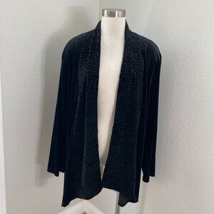 Mirasol Woman Plus 1X Black Velvet Open Cardigan Long‎ Sleeve